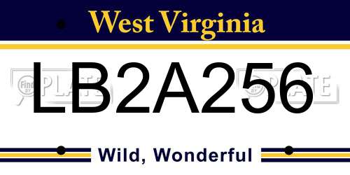LB2A256 West Virginia License Plate