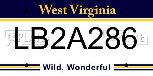 LB2A286 West Virginia License Plate