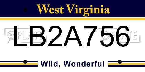 LB2A756 West Virginia License Plate
