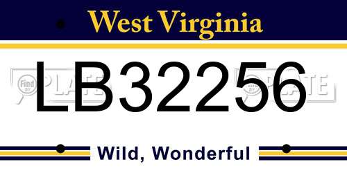 LB32256 West Virginia License Plate