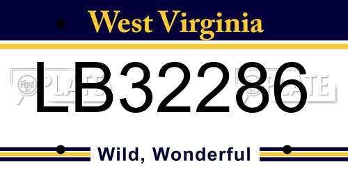 LB32286 West Virginia License Plate