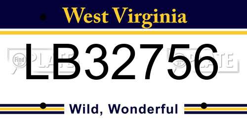 LB32756 West Virginia License Plate