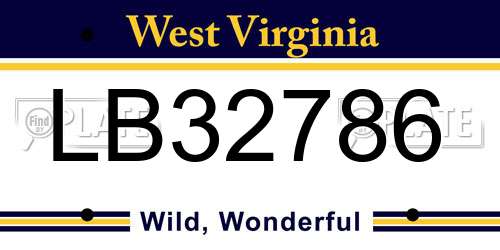 LB32786 West Virginia License Plate