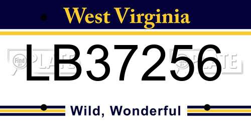 LB37256 West Virginia License Plate