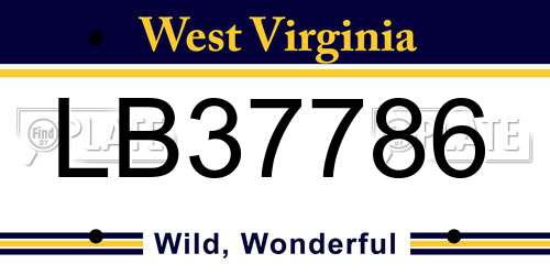 LB37786 West Virginia License Plate