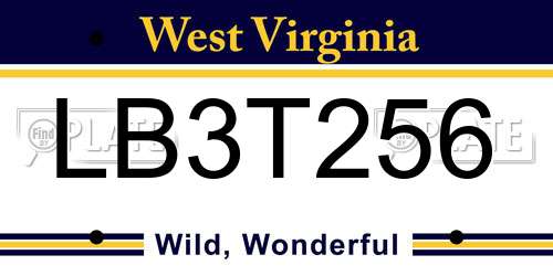 LB3T256 West Virginia License Plate