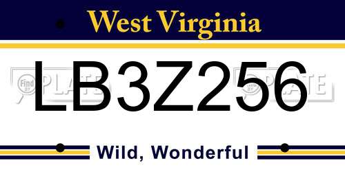 LB3Z256 West Virginia License Plate