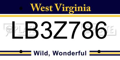 LB3Z786 West Virginia License Plate