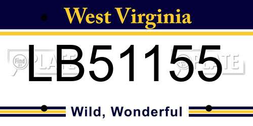 LB51155 West Virginia License Plate