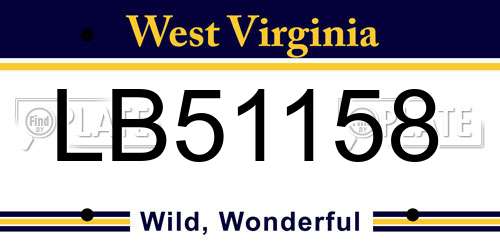 LB51158 West Virginia License Plate