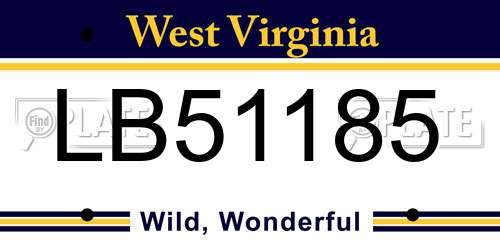 LB51185 West Virginia License Plate