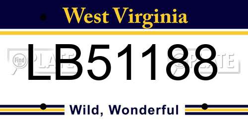 LB51188 West Virginia License Plate