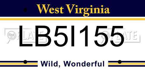 LB5I155 West Virginia License Plate