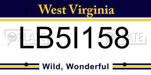 LB5I158 West Virginia License Plate