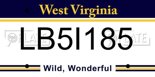 LB5I185 West Virginia License Plate