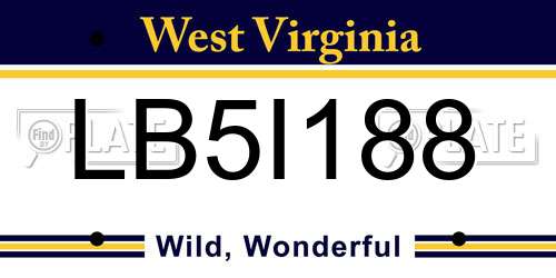 LB5I188 West Virginia License Plate