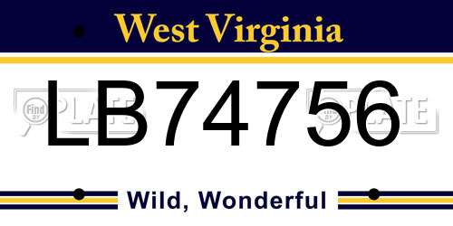 LB74756 West Virginia License Plate