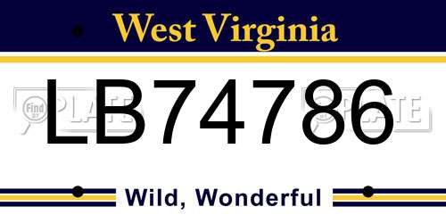 LB74786 West Virginia License Plate