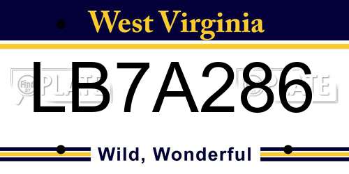 LB7A286 West Virginia License Plate