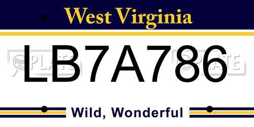 LB7A786 West Virginia License Plate