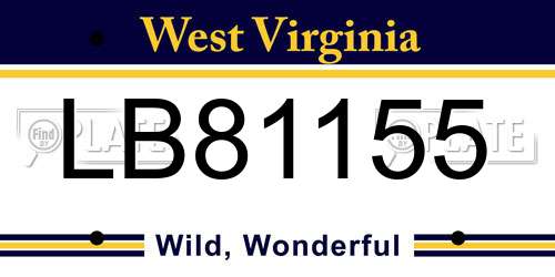 LB81155 West Virginia License Plate