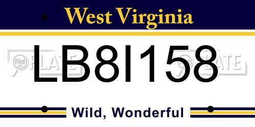 LB8I158 West Virginia License Plate
