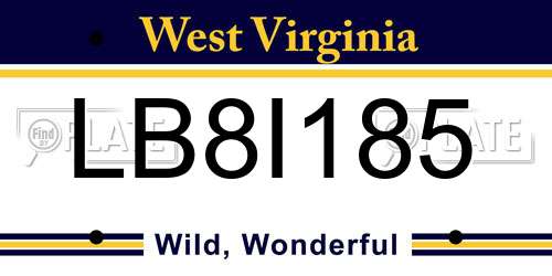 LB8I185 West Virginia License Plate