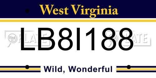 LB8I188 West Virginia License Plate