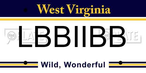 LBBIIBB West Virginia License Plate