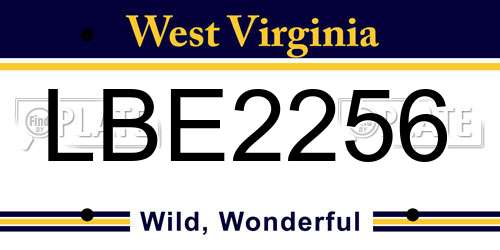 LBE2256 West Virginia License Plate