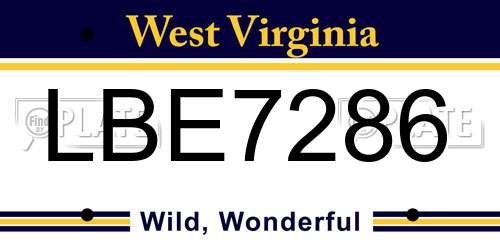 LBE7286 West Virginia License Plate