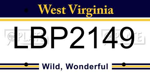 LBP2149 West Virginia License Plate