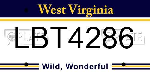 LBT4286 West Virginia License Plate
