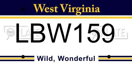 LBW159 West Virginia License Plate