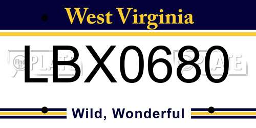 LBX0680 West Virginia License Plate