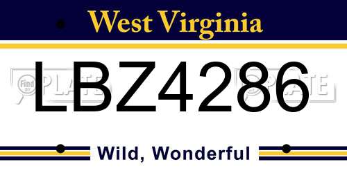 LBZ4286 West Virginia License Plate