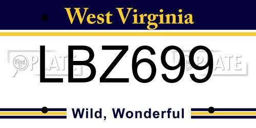LBZ699 West Virginia License Plate