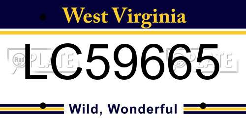 LC59665 West Virginia License Plate