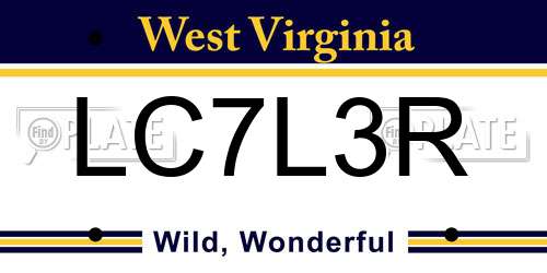 LC7L3R West Virginia License Plate