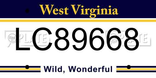 LC89668 West Virginia License Plate