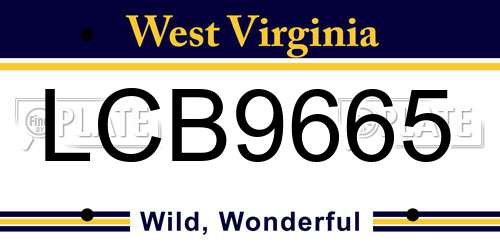 LCB9665 West Virginia License Plate