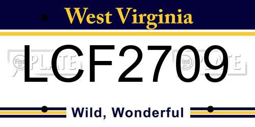 LCF2709 West Virginia License Plate