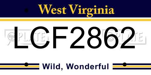LCF2862 West Virginia License Plate