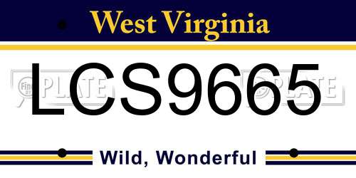 LCS9665 West Virginia License Plate