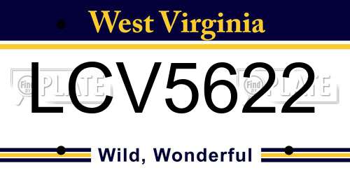 LCV5622 West Virginia License Plate