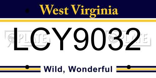 LCY9032 West Virginia License Plate