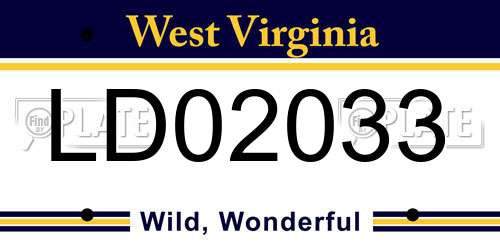 LD02033 West Virginia License Plate