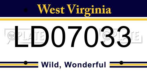 LD07033 West Virginia License Plate