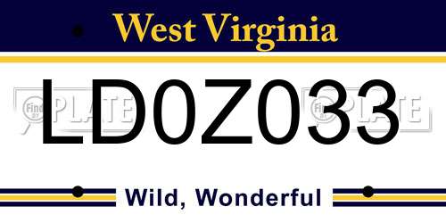 LD0Z033 West Virginia License Plate