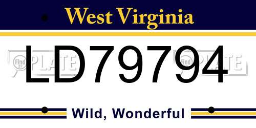 LD79794 West Virginia License Plate